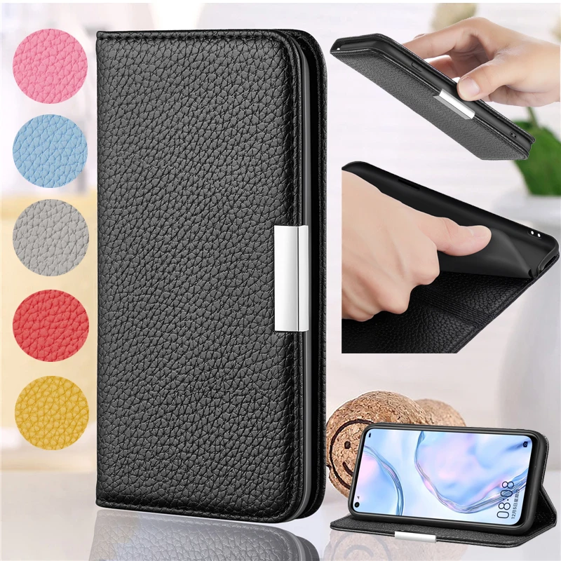 

Litchi Pattern Hand Strap Leather Wallet Case For Huawei P20 Lite P30/P40 Lite/Pro PSmart 2019/Z Mate 20 Lite Y5/Y6 2019 Cover