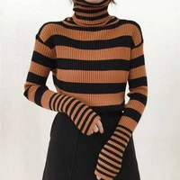 striped sweater turtleneck women 2021 autumn winter korean fashion slim pullover basic top casual soft knit sweaters long sleeve