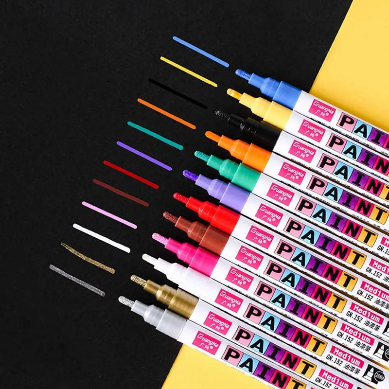 

12 color paint pen DIY photo album black card graffiti sign pen ceramic 2.0 tire touch-up pen