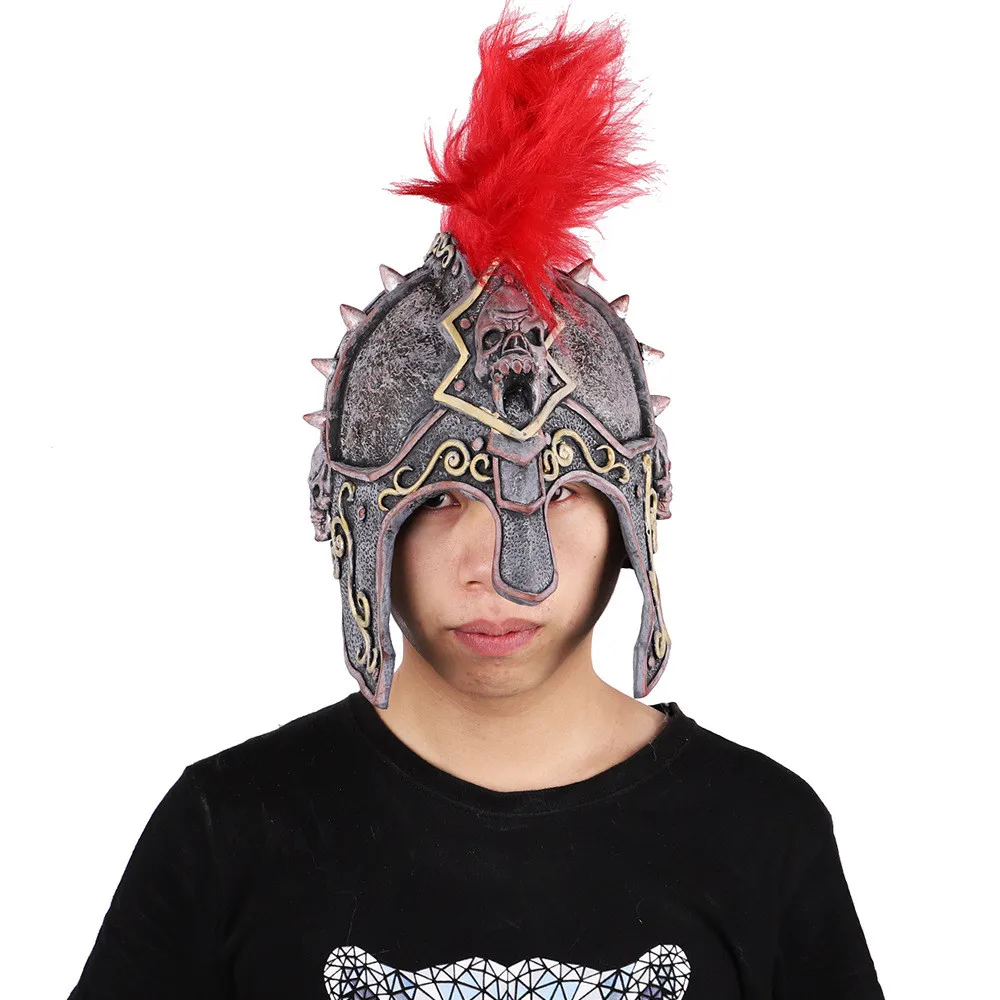 Хэллоуин самурайская маска красное перо воина шлем Косплей средневековый