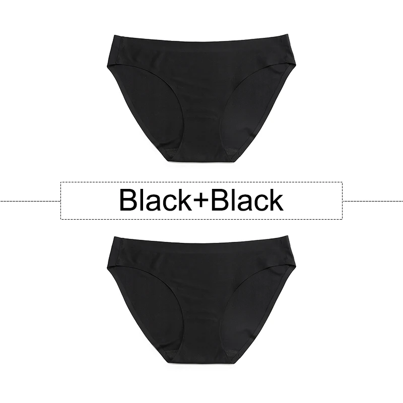 Black-Black 2 шт./партия, открытый Шелковый бесшовный трусики для женщин, нижнее белье сексуальные плавки, цельное нижнее белье с открытой спиной и низкой посадкой, женское XS-L, большие размеры США - Цвет: Black-Black