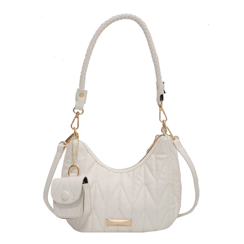 

Half Moon Solid Color Simple Small PU Leather Crossbody Bags For Women 2021 Summer Travel Fashion Shoulder Handbag Designer