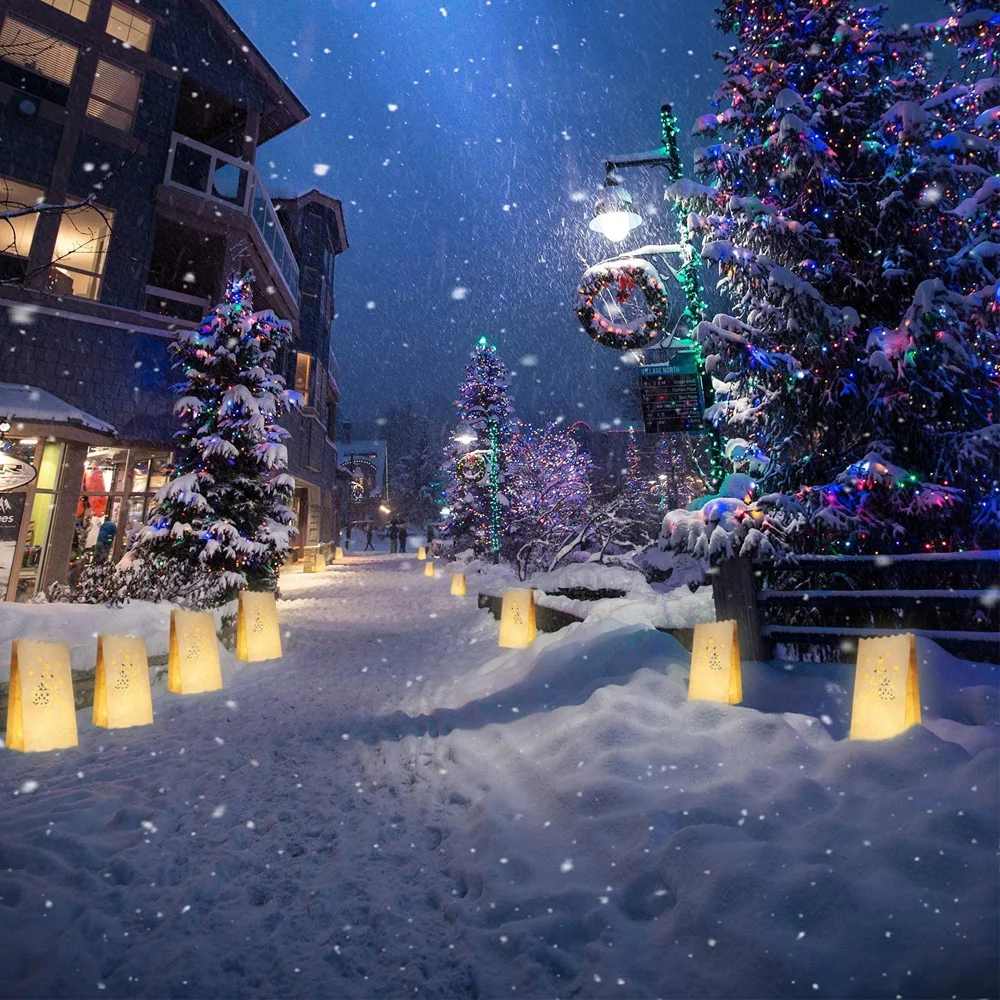 

20PCS Christmas Tree Shape Hollow out Paper Lantern Candle Bag For Christmas Party Wedding Decor Birthday Surprise Candle Bag