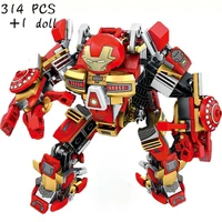 new disney avengers series 314pcs iron man robot model building blocks educational childrens toy gift