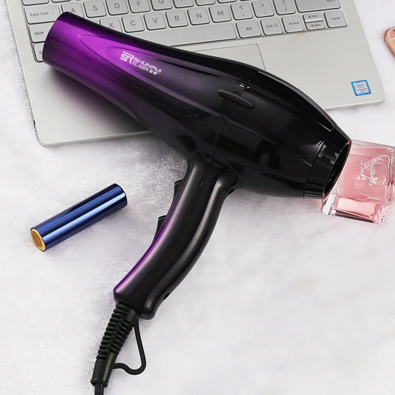 Мощная электрическая сушилка для волос 3200 Вт синяя фиолетовая анионовая