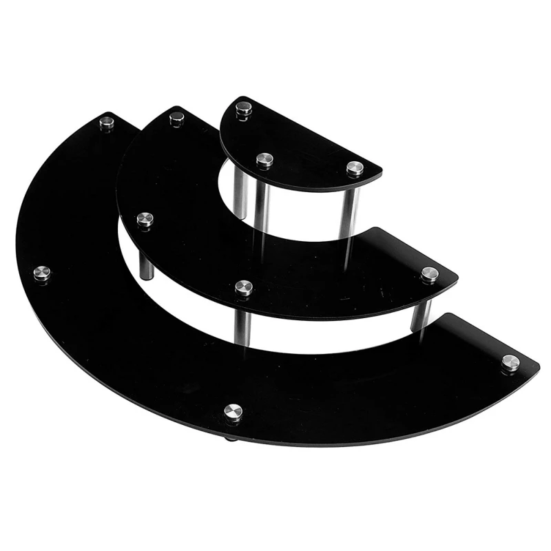 

Creative 3-Tier Black Acrylic Rectangular Display Stand For Cupcakes, Jewels Figurines And Cosmetic Item Dessert Cupcake Display