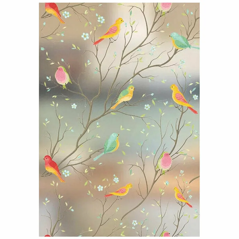 Window Self-Adhesive Film Frosted Glass Bird Static Adhesive Sticker | Дом и сад
