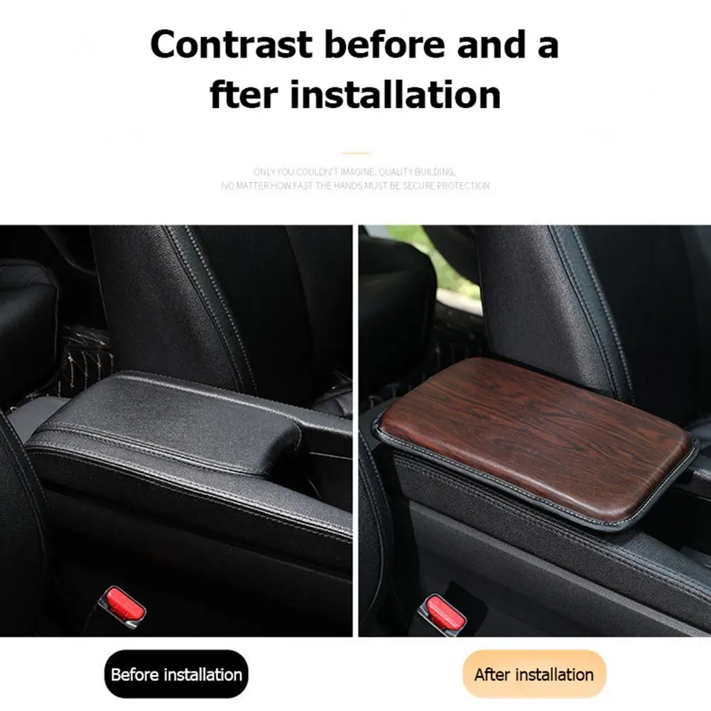 

Car Armrest Box Cushion Center Console Fine Leather Texture Clear and Delicate Non-slip Wood Texture Handrail Mat Pad