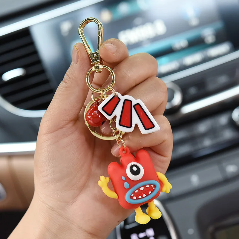 

Anime Cartoon Doll Bell Keychain Creative Silicone Fashion Childrens Toy Bag Car Pendant Couple Cute Gift Key Ring Accessories