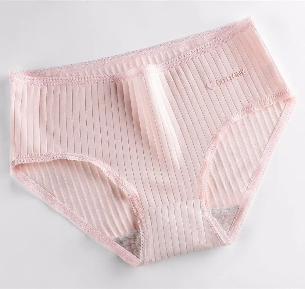 3 шт. женские хлопковые трусы со средней талией с кружевом | Женская одежда