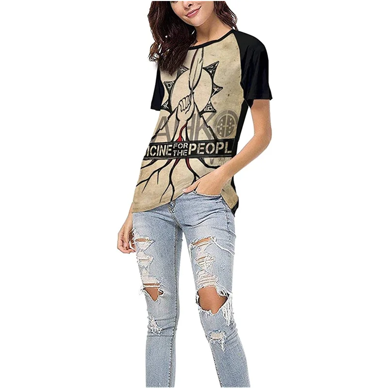 

The People's Women's Music Print Baseball Round Neck T-Shirt Short Sleeves Tshirts retro t shirt harajuku