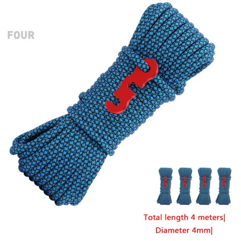 

4pcs Multifunction Tent Rope Tent Accessories Outdoor Sports4pcs Multi-function Camping Tent Rope Paracord Outdoor Reflective Aw