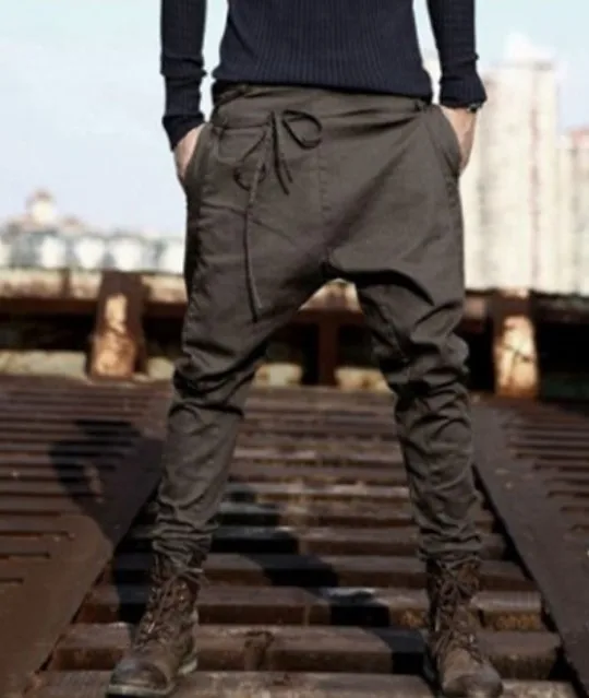 European and American trendy young men's pants, all kinds of leggings, leggings, men's pants, lace up, loose casual pants, Leggi
