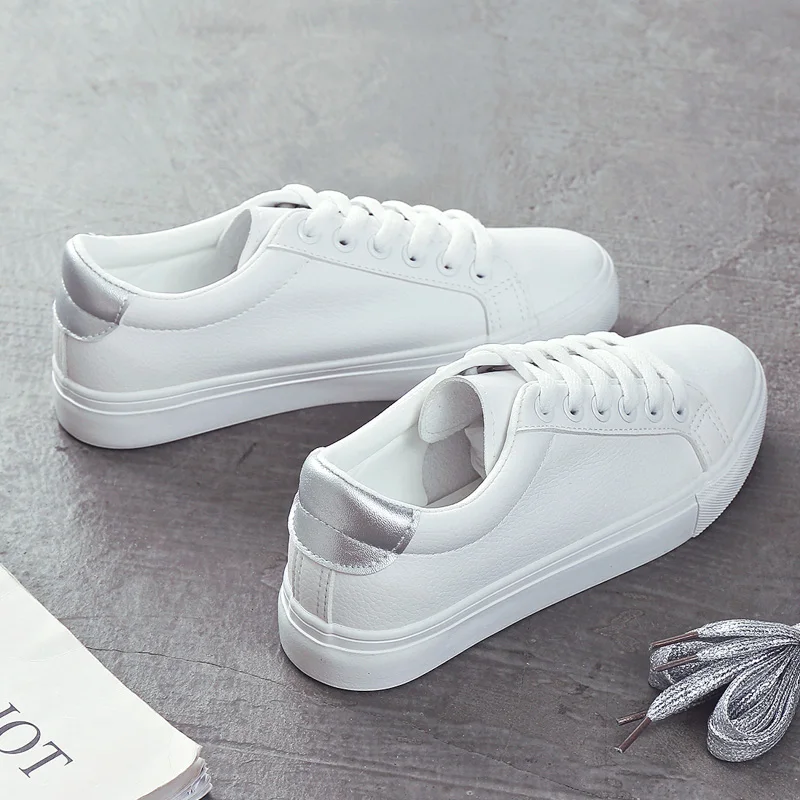 

Fashion Shoes Women's Vulcanize Shoes Spring New Casual Classic Solid Color PU Leather Shoes Women Casual White Shoes Sneakers