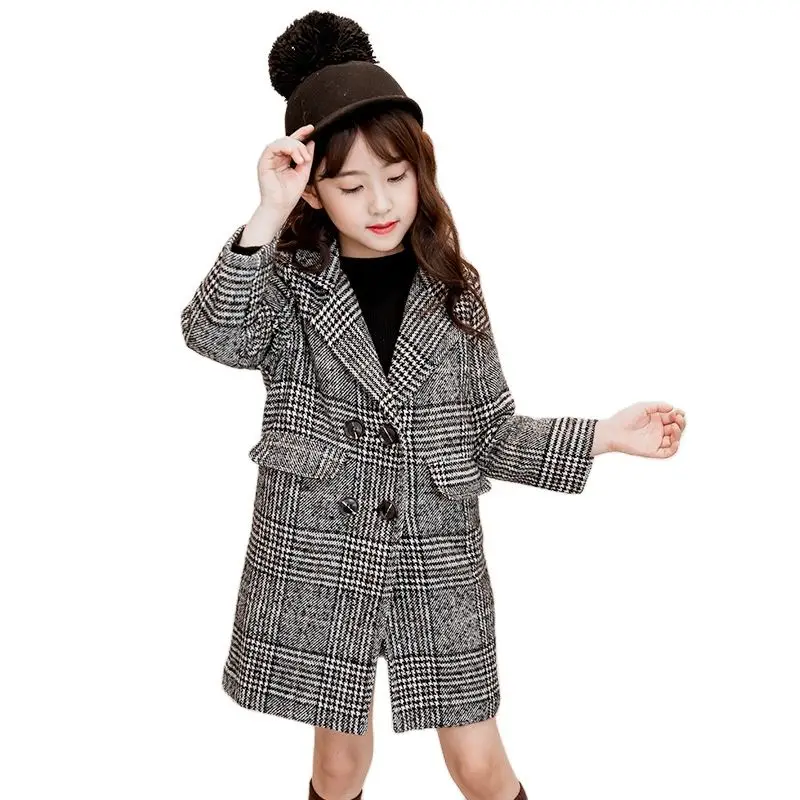 

Новинка 2020, стильное пальто для девочек, осень и зима, детская одежда в Корейском стиле для женщин, модное плотное пальто с хлопковой подклад...