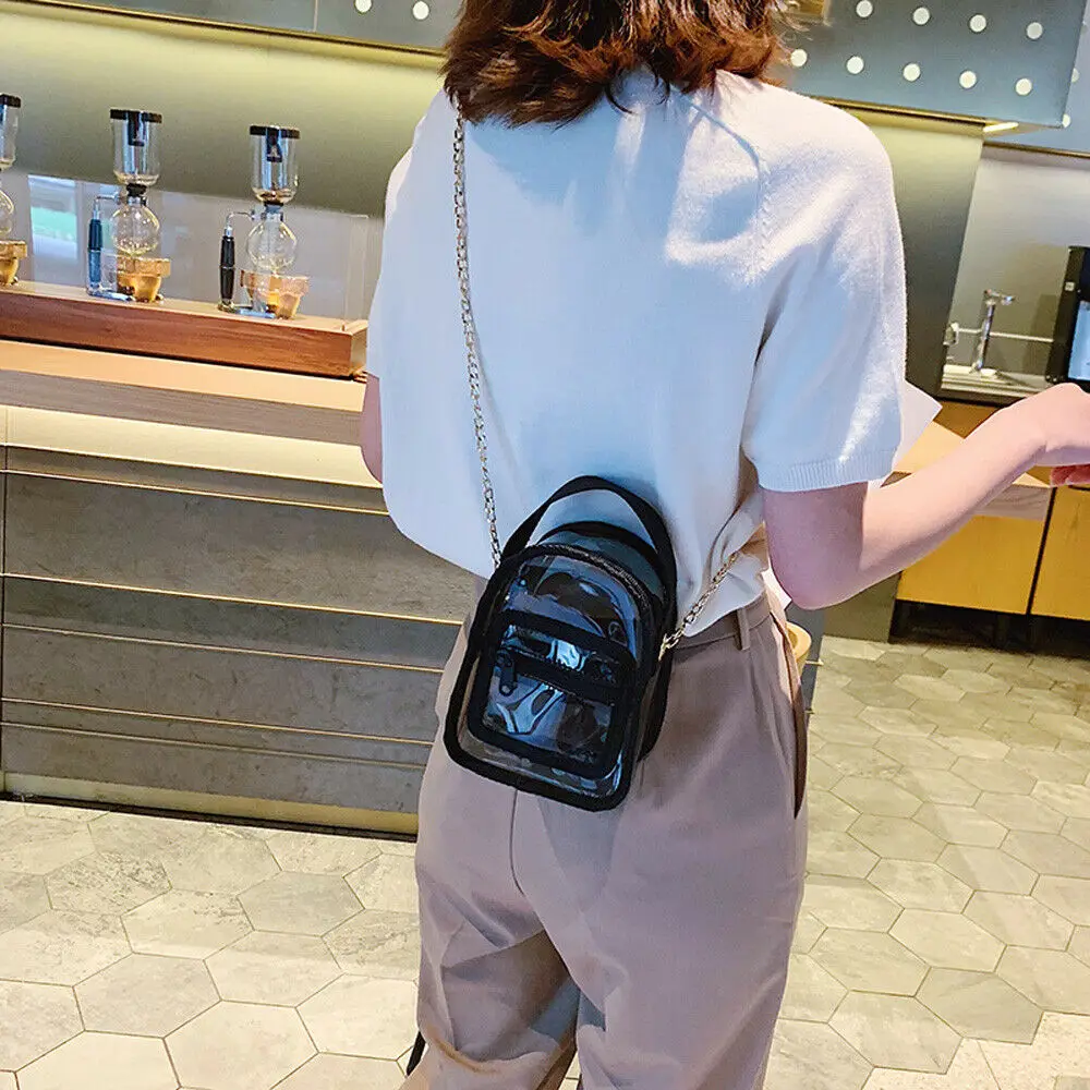 Женская прозрачная сумка для желе из ПВХ женская с цепочкой кошелек модная через