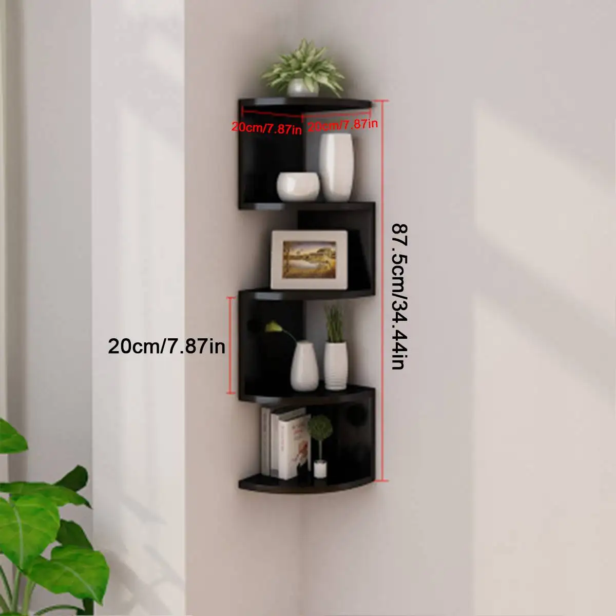 

5-Layer Storage Organizer Wall Mounted Corner Shelves Zig Zag Floating Wall Mount Corner Rack Wooden Display Shelves Home Decor