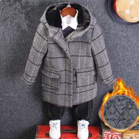 young boys long parkas wool hooded coats winter 2021 kids boys plaid clothes children jacket outfits outwear for 6 8 9 10 years