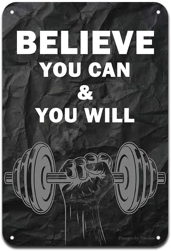 

Believe You Can and You Will Simple Style Black and White Poster Funny Art Decor Vintage Aluminum Retro Metal Tin Sign 20x30cm