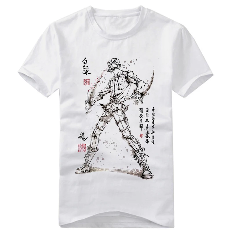 

Japan Anime Cells at Work tshirt White Blood Cell Leukocyte cosplay costume Short Sleeve Casual T Shirt fashion print tee