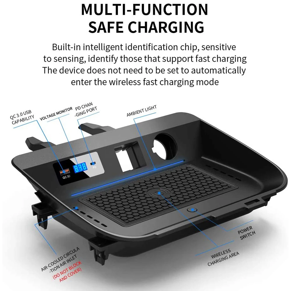 Автомобильное беспроводное устройство для быстрой зарядки совместим с iPhone Xs XR X8