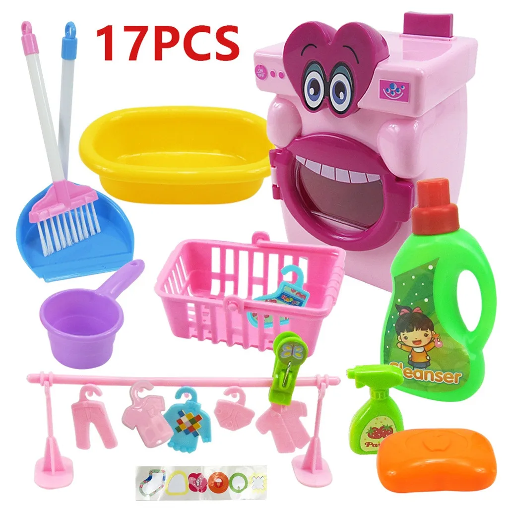 Мини стиральная машина кукольный домик ручной переключатель 360 ° вращающаяся