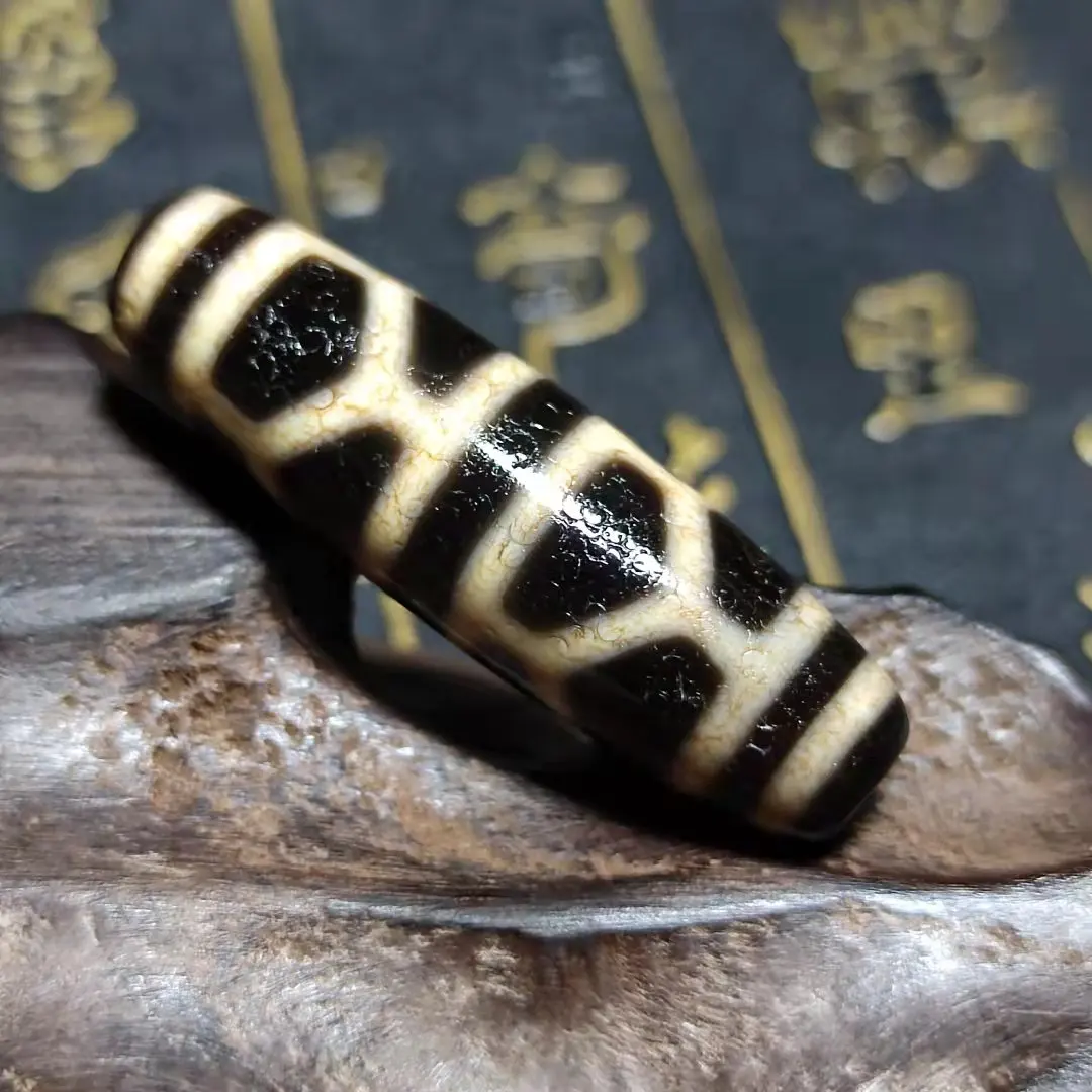 

Бусины дзи из тибетского агата с высоким содержанием жира, старые черные/белые бусины из черепахового агата с рисунком 12*43 мм, бусины из агат...