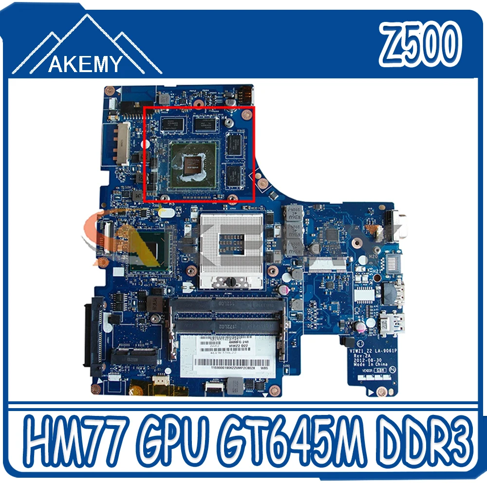 

Материнская плата Akemy для ноутбука Lenovo Z500 VIWZ1, Z2 LA-9061P, PGA989, HM77, GPU GT645M, DDR3, 100% тестирование