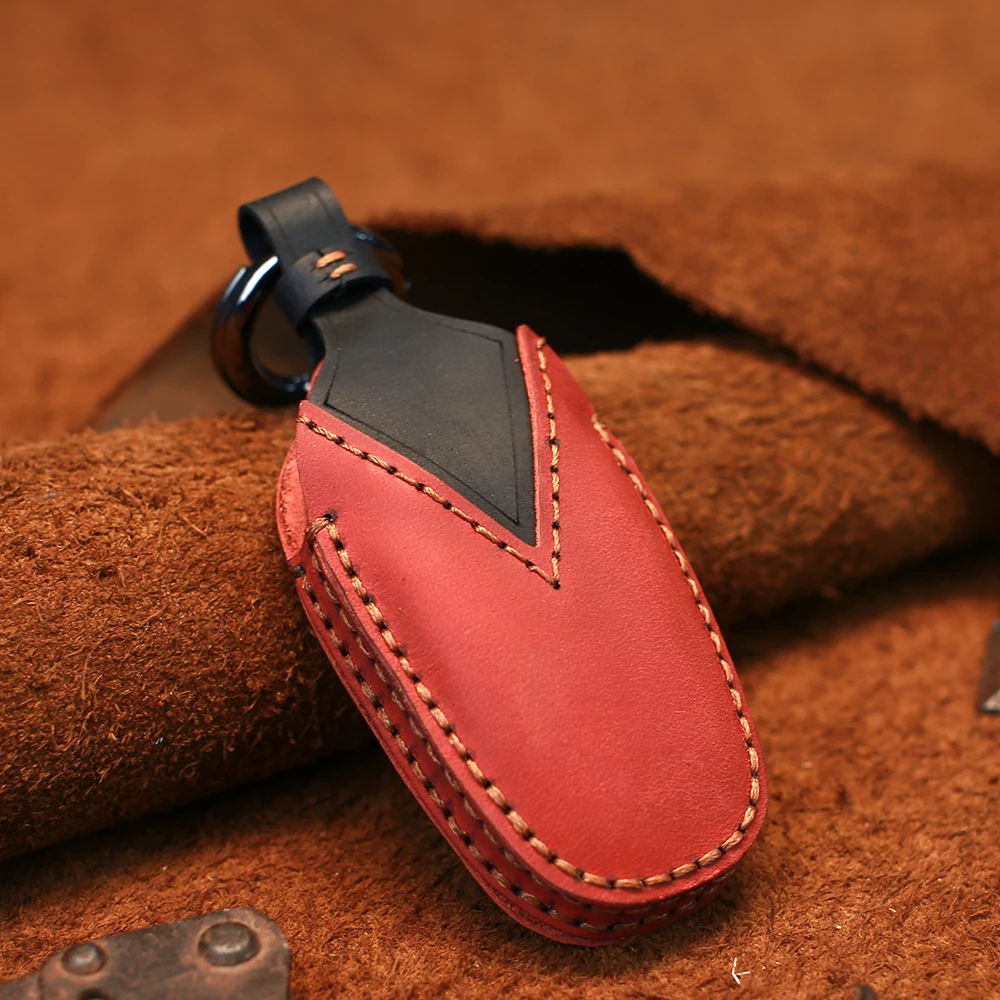 KEYYOU For Citroen Peugeot 508 301 208 308 408 307 206 Handmade Leather Car Key Case Pouch Cover Protector Skin | Автомобили и