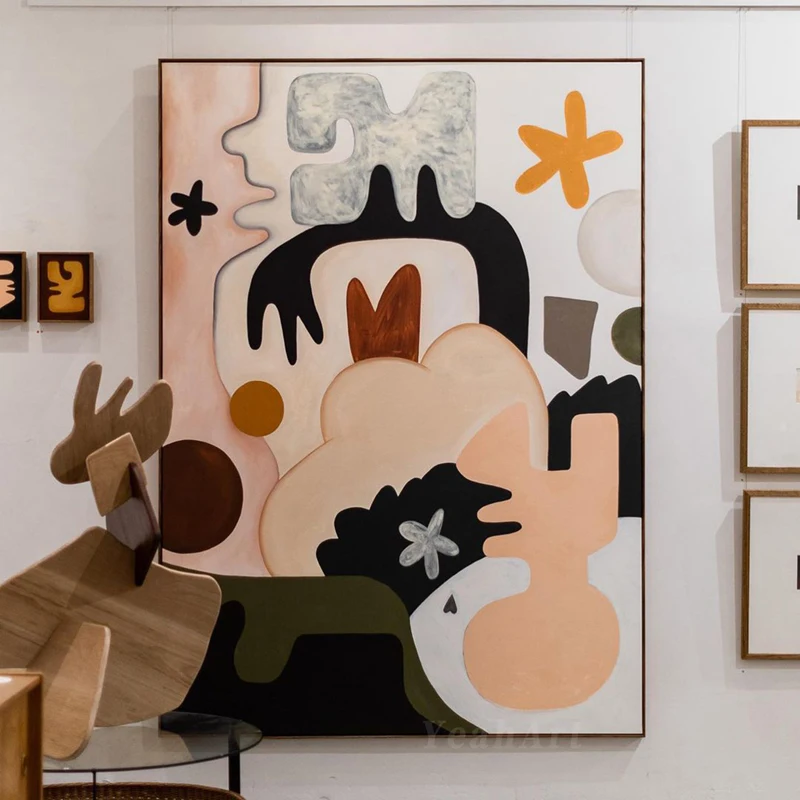 Morandi поп цветные блочные Картины Ручная роспись Абстрактная масляная живопись на