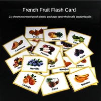 french children card flash card fruit fruit 21 kindergarten waterproof word cards early education enlightenment teacher teaching