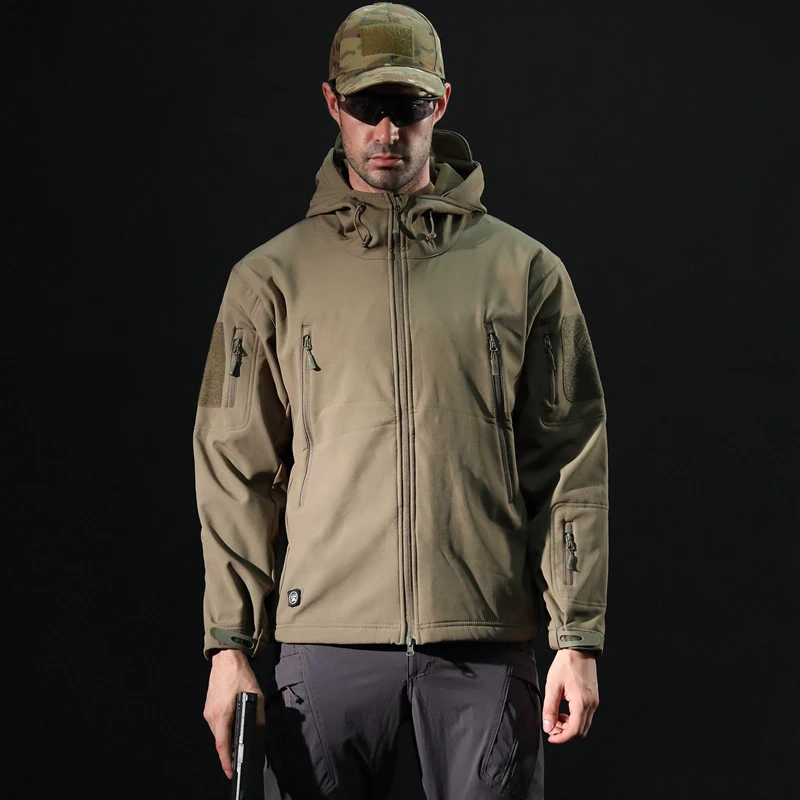 Men Woodland Digital Camouflage Jackets Outdoor Waterproof Windproof Coats Military Warm Fleece Tactical Softshell Jacket