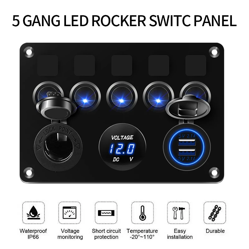 Панель переключателя для автомобиля лодки 5 групп яхты фургона грузовика