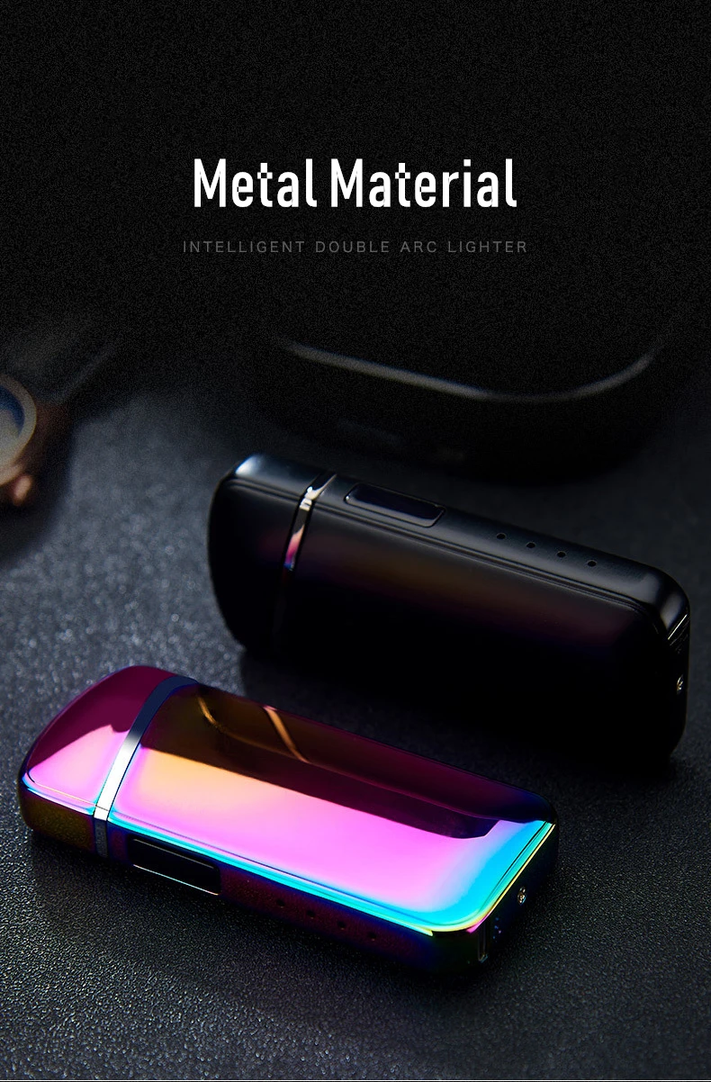 Креативный USB двойной дуговой Зажигалка металлический дисплей питания перезаряжаемый прикуриватель двойной для Плазменно-дуговой зажигалки деловые мужчины