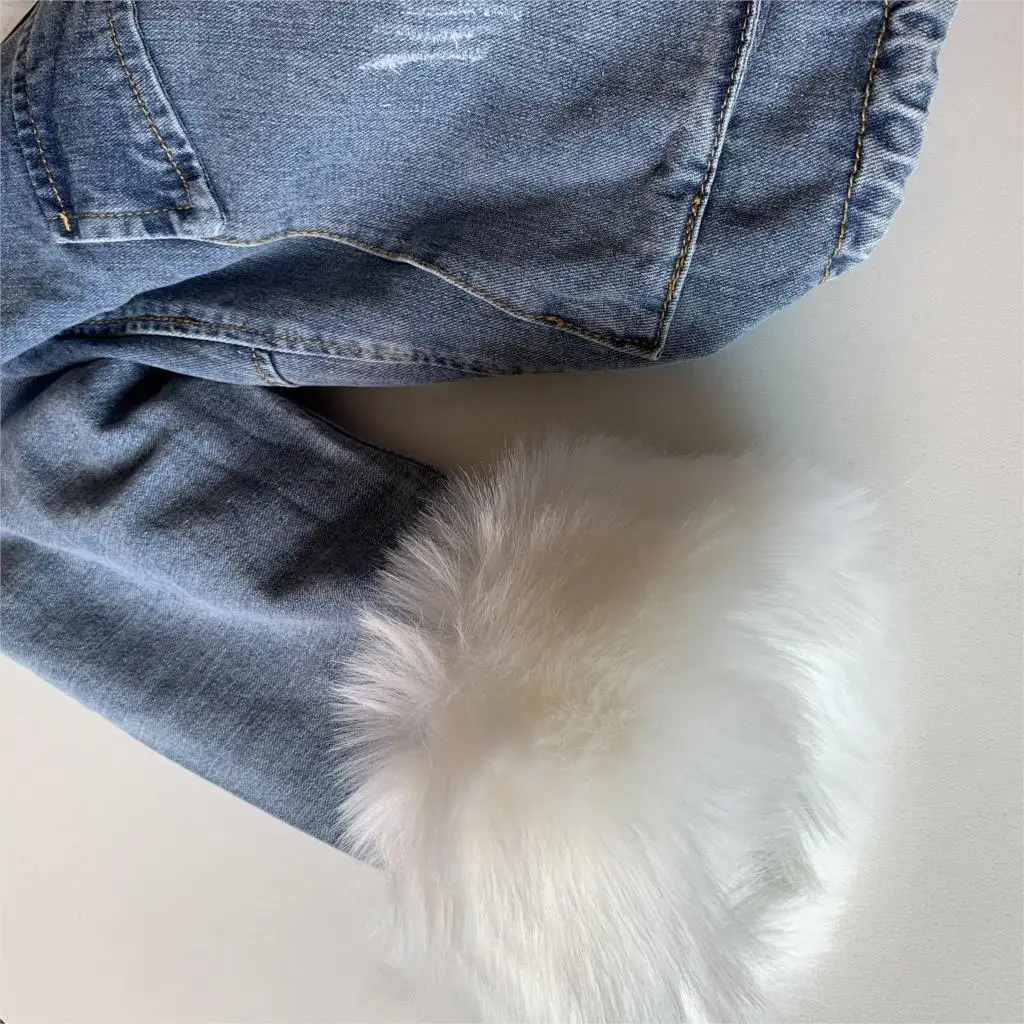 

Jacket Women Denim Casual Jacket Women Long Sleeve Short Thick Coats Elegant Winter Outwear Office Ladies Solid Streetwear