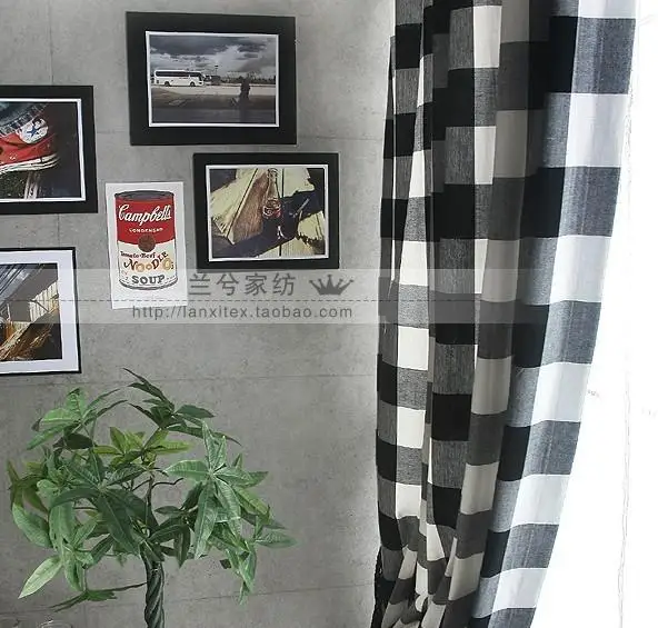 MYRU черно белые клетчатые оконные шторы полузатемненные тканевые для спальни и