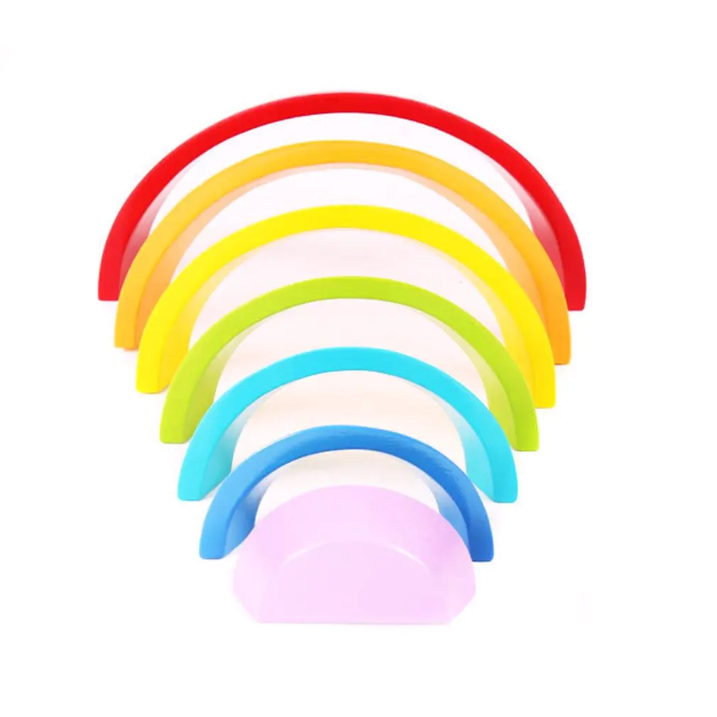 Игрушки для малышей веселые деревянные арочные радужные блоки Набор детских