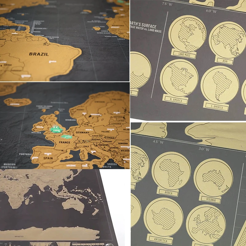 Скретч-карта мира роскошные стираемые карты Дорожная карта царапина для 82 5x59 4 см
