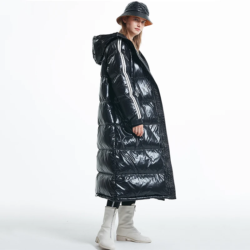 Оригинальная зимняя длинная пуховая куртка для женщин супертолстая и теплая