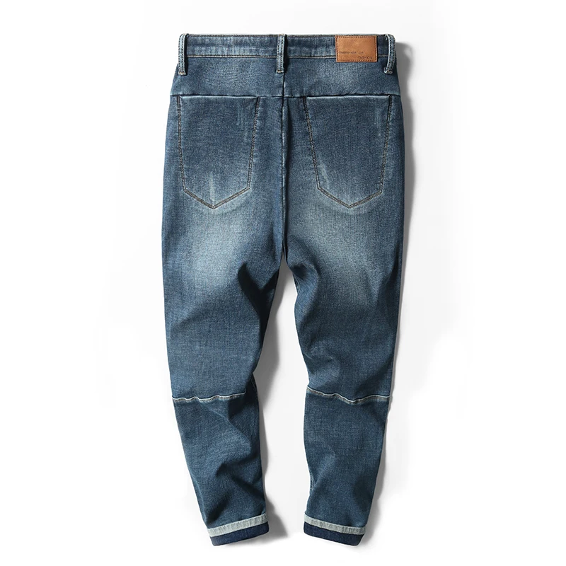 Зимние мужские теплые джинсы шаровары утолщенные джинсовые эластичные