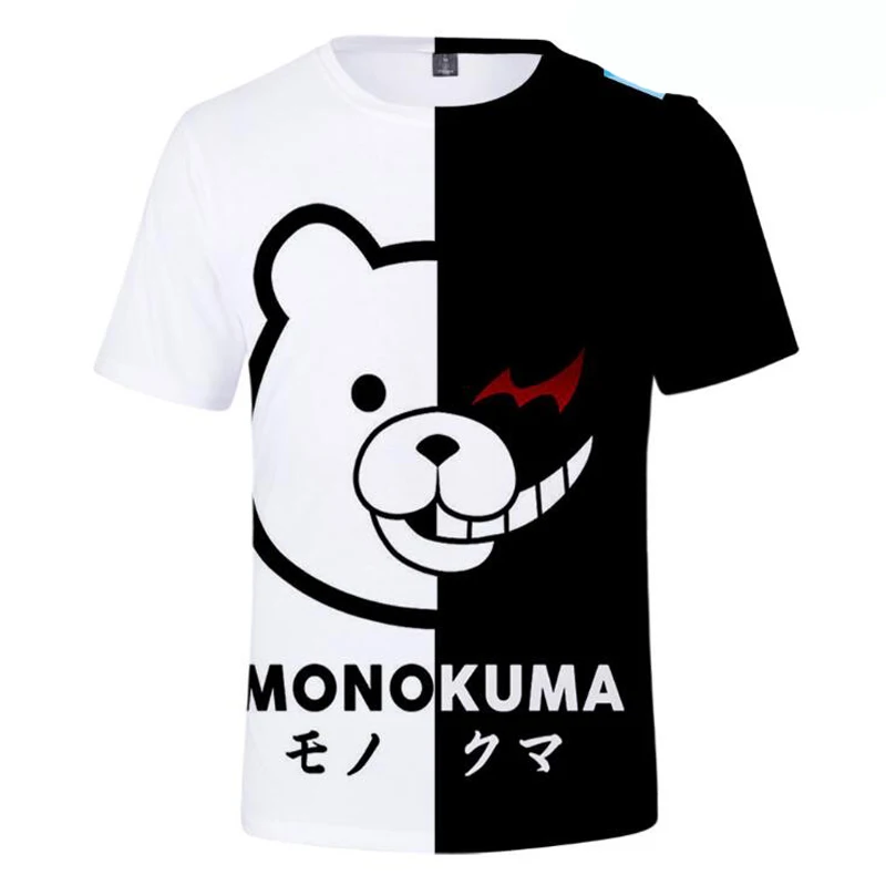 

Футболка унисекс из аниме «данганронпа», забавная 3d-футболка для косплея монокумы, с рисунком медведя черного и белого цвета, кавайная одеж...