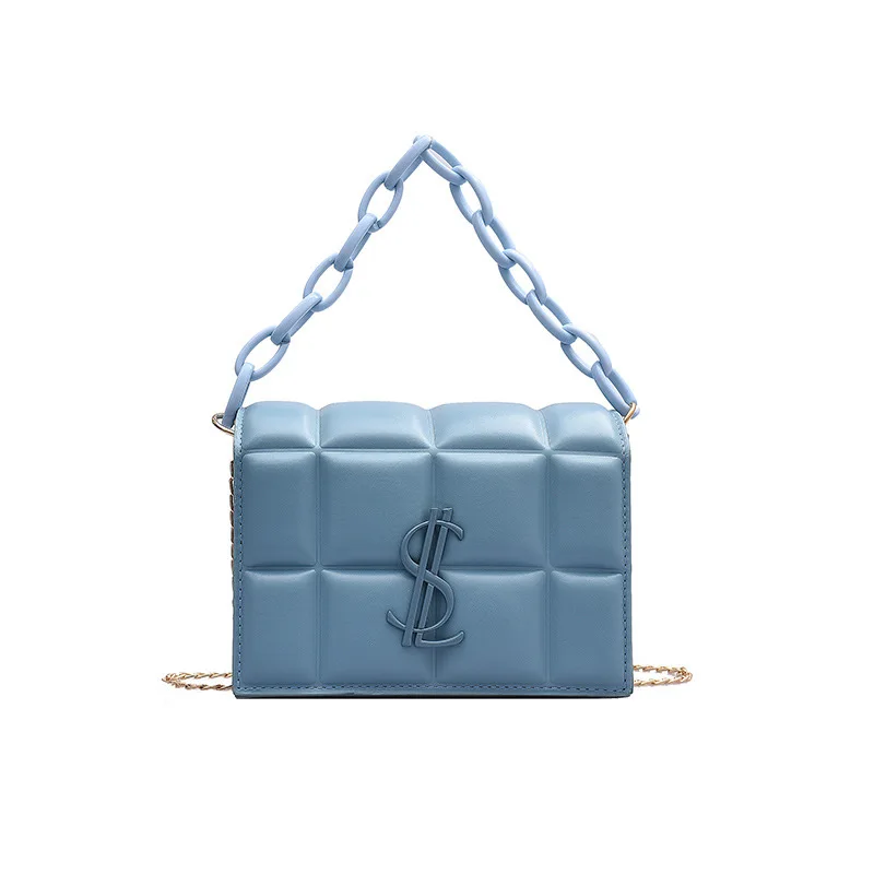 

Small bag women's texture 2021 new Korean Lingge chain small square Bag Fashion One Shoulder Messenger Pu women's bag