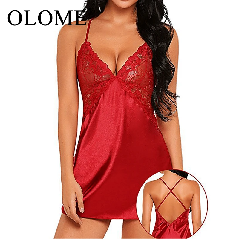 Женская сексуальная пижама атласная ночная рубашка кружевной бюстгальтер с