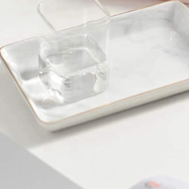 

Marble Ceramic Jewelry Tray Ring Necklace Display Desktop Storage Box & Earrings Necklace Display Rack Large