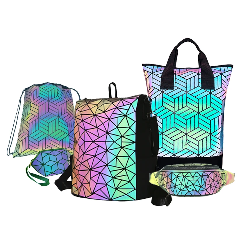 Женские сумки на плечо модные светящиеся голограммные геометрические женские
