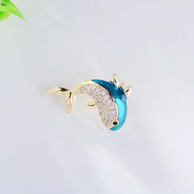 Симпатичная маленькая синяя и зеленая брошь в виде дельфина для женщин Заколки