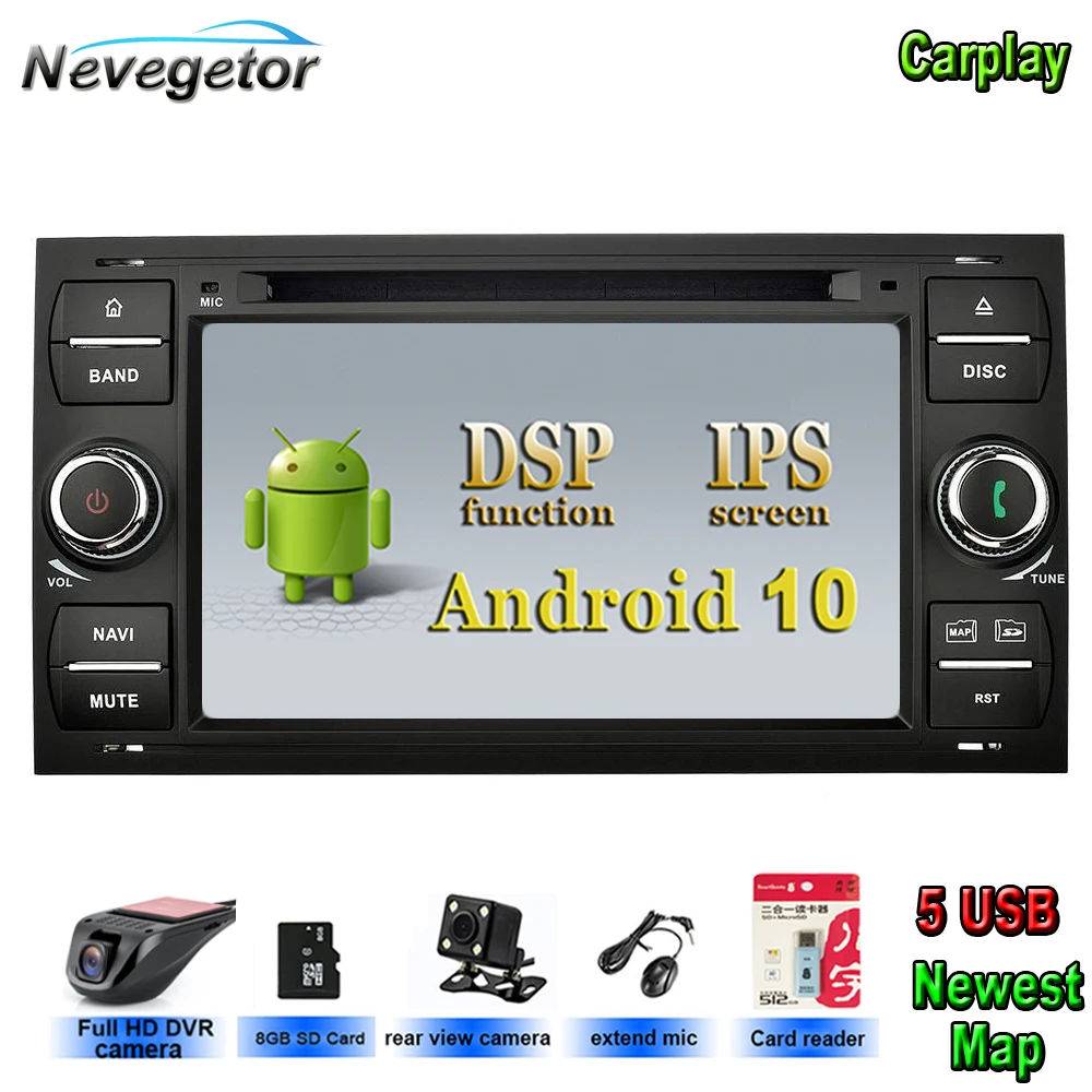 Автомобильный мультимедийный плеер Android 10 для Ford Mondeo S max Focus C MAX Galaxy Fusion Transit Kuga WiFi