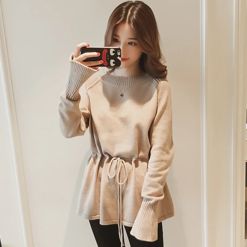 

Свитер женский осенний трикотажный, теплый, однотонный