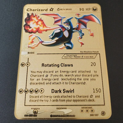 Charizard L Покемон Игры Аниме битва карта золотая металлическая карточка Чаризард Пикачу коллекция карточная фигурка Модель Детская игрушка подарок - Цвет: Charizard L