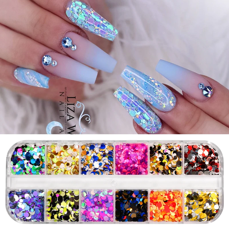 1 коробка для дизайна ногтей красочные хлопья голографические блёстки Палитра